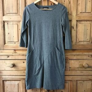 Betabrand Charcoal Gray Jersey Shirt Dress Pockets 3/4 Sleeve Womens‎ Size Small